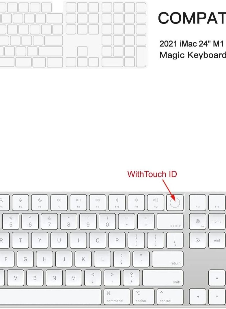 Keyboard Cover Skin for 2022 Mac Studio Keyboard & 2021 Released Apple 24" iMac Magic Keyboard with Touch ID and Numeric Keypad with M1 Chip A2520, 24" iMac Magic with M1 Chip Keyboard Skin - TPU - Image 2