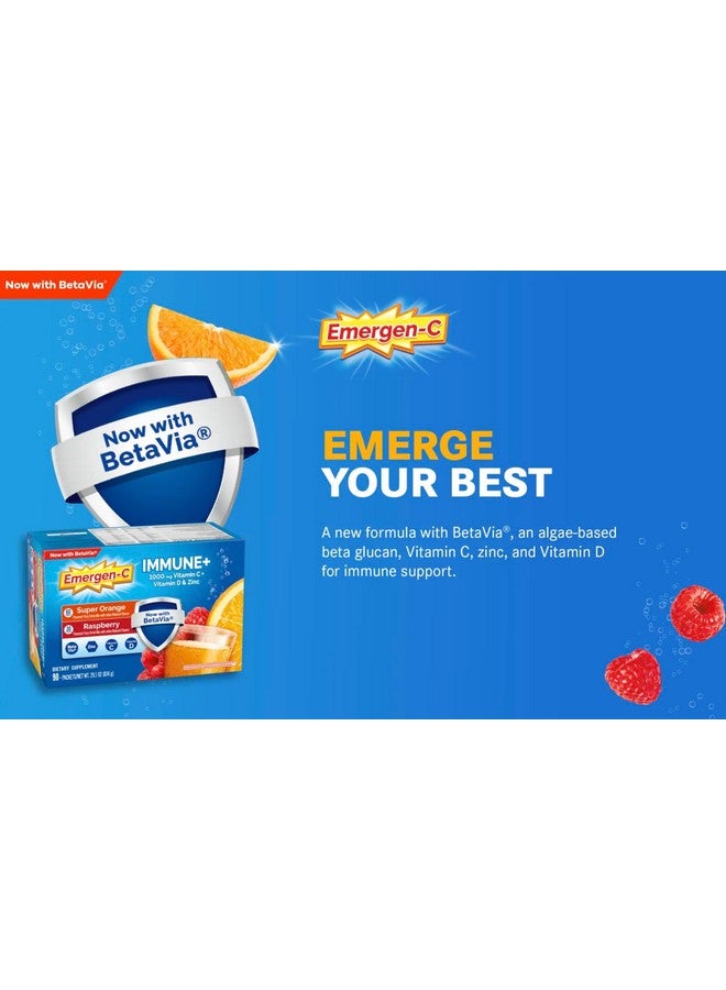 Emergen-C Emergen-C Immune+ 1000 mg Vitamin C + Vitamin D & Zinc, (Super Orange 60 Ct/Raspberry 30Ct) 90 Packets - Image 4