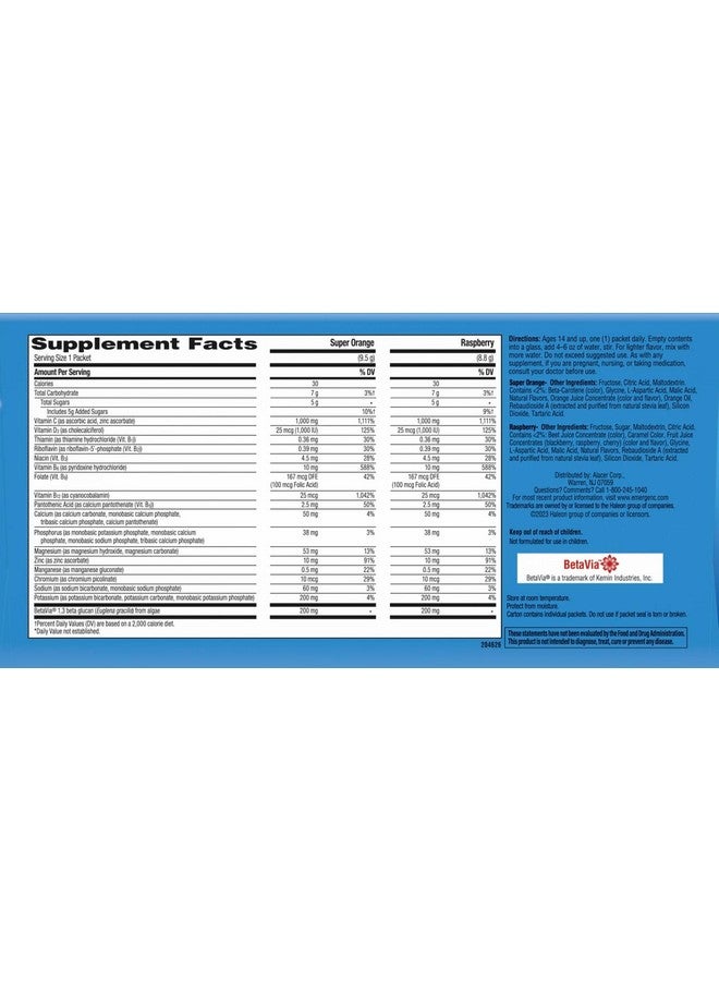 Emergen-C Emergen-C Immune+ 1000 mg Vitamin C + Vitamin D & Zinc, (Super Orange 60 Ct/Raspberry 30Ct) 90 Packets - Image 3