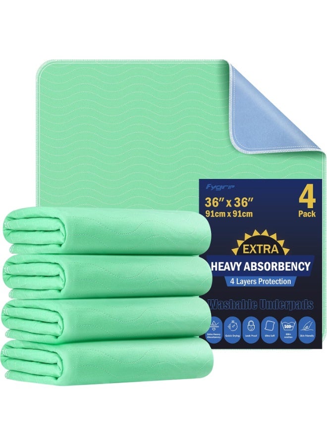 FYGRIP 4 Pack 36” x 36” Extra Heavy Absorbency Washable Underpads, Waterproof Quick Drying Nursing Pads Incontinence Bed Pads, Reusable Washable Pee Pads for Dogs, Diaper Changing & Adults - Image 3