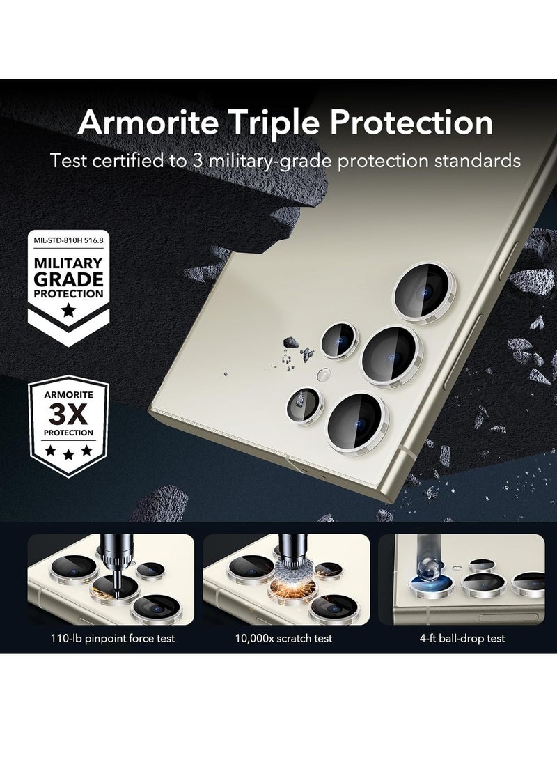 ELTRAZONE Samsung Galaxy S24 Ultra Camera Lens Protector, Individual Lens Protectors, Scratch-Resistant Ultra-Thin Tempered Glass with Aluminum Edging, Galaxy S24 Ultra Case Friendly, 1 Set, Clear - Image 2