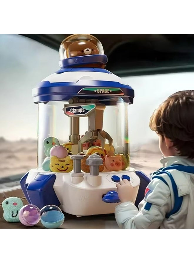 رولستيمي الأطفال مخلب آلة اللعب الكرتون الفضاء صاروخ رافعة دمية آلات مع أضواء الموسيقى قصة مهرجان عيد ميلاد اللعب هدية للأطفال ، الأزرق - Image 1