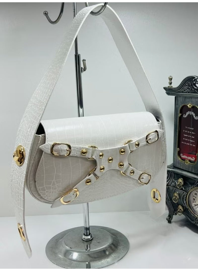 The Girl House Crocodile Pattern Manc Model Women's Shoulder Bag with Double Sided Special Lock System - Image 2