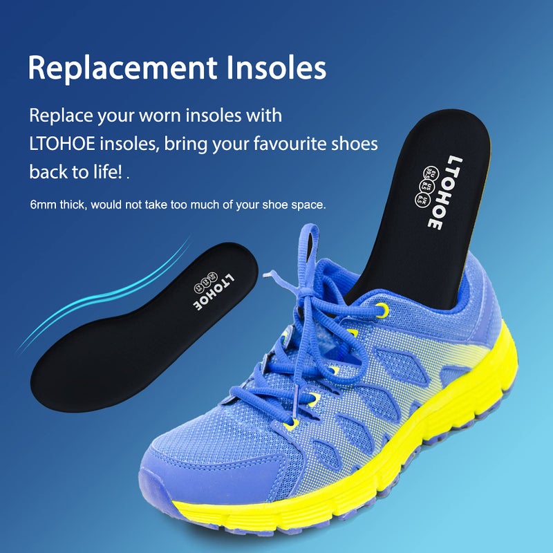 LTOHOE Memory Foam Insoles for Women, Replacement Shoe Inserts for Work Boot, Running Shoes, Hiking Shoes, Sneaker, Cushion Shoe Insoles Shock Absorbing for Foot Pain Relief, Comfort Inner Soles Black US 7 - Image 5