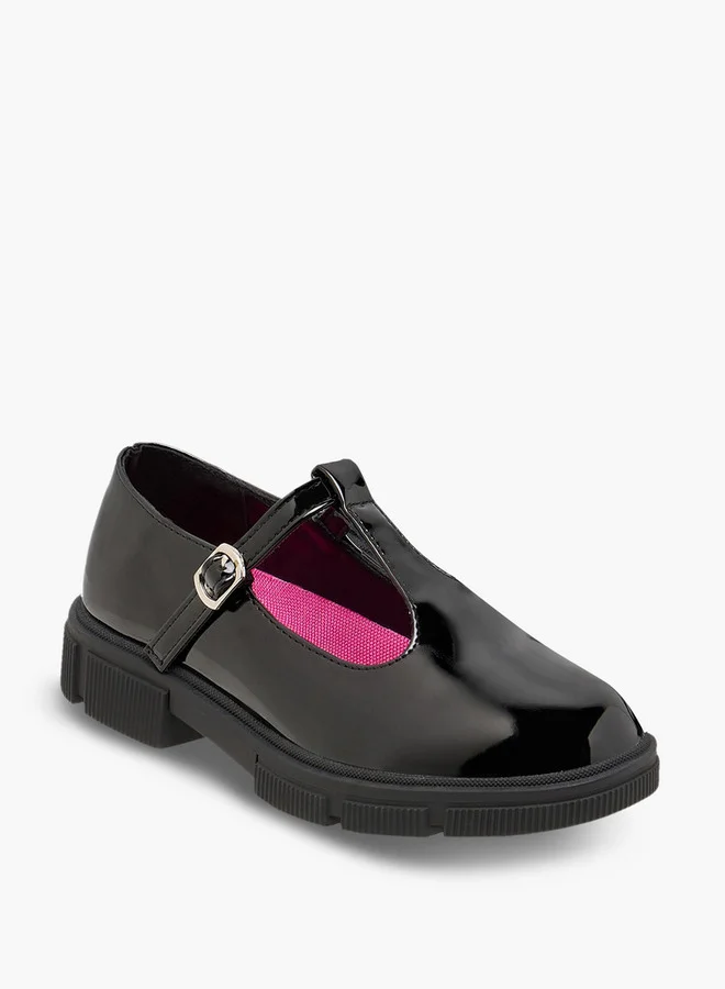 جونيورز Girls Solid Mary Jane School Shoes with Buckle Closure