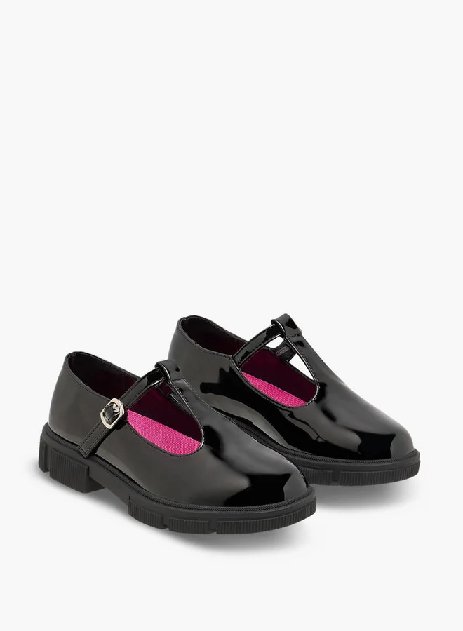 جونيورز Girls Solid Mary Jane School Shoes with Buckle Closure