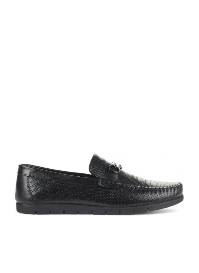 BUENO Men's Perforated Leather Loafers with Bit Detail – Lightweight Slip-On Moccasins for Casual and Office Wear - Image 1
