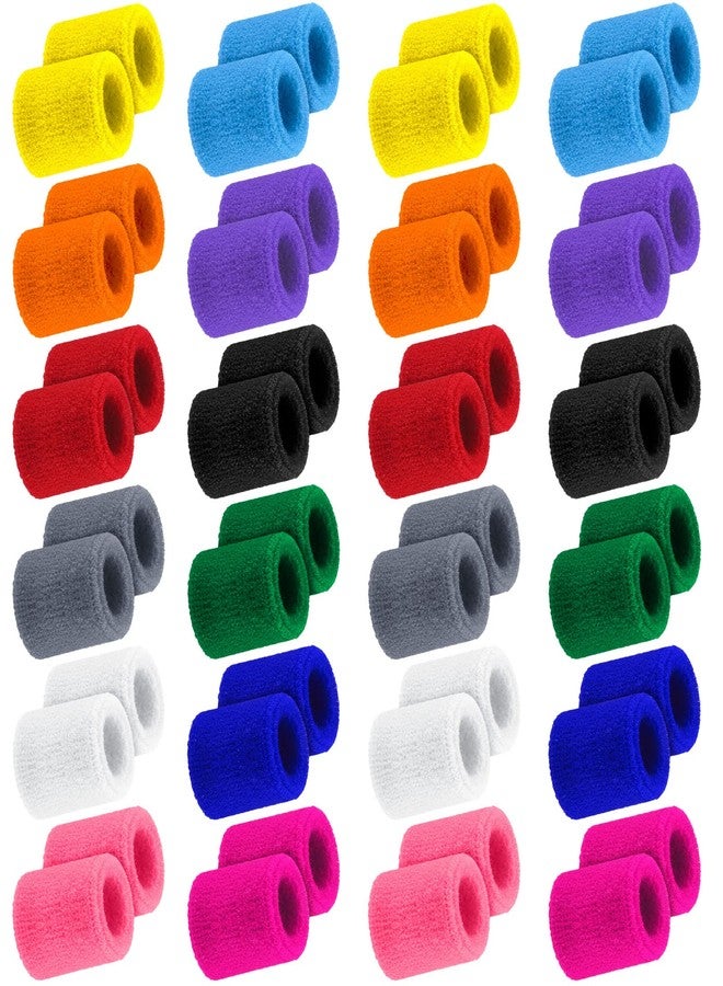 Hungdao 48 Pack sweatbands for Kids Bulk Sweat Band Athletic Sports Wrist Bands Basketball Football Party Favors for Kids Outdoor Activity (Novel Colors) - Image 1