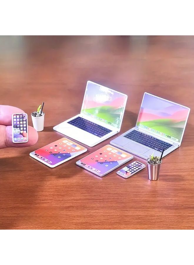 White Digital Set 4 Piece Miniature Smartphone Tablet Laptop Coffee Cup Creative Gift - Image 5