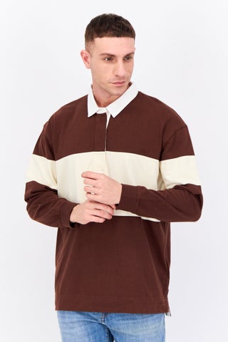 Men Regular Fit Two Tone Long Sleeve Polo, Brown - pzsku/Z3308094F2CB9EC1E04C4Z/45/1746230983/9bea4596-e437-40f1-93d4-ee305dfee962