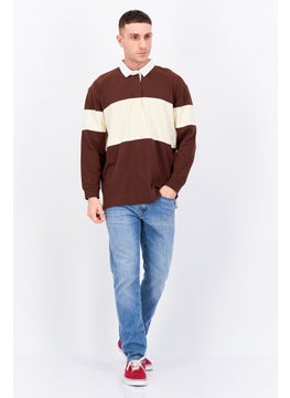 GANT Men Regular Fit Two Tone Long Sleeve Polo, Brown  - Image 3