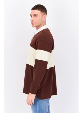 GANT Men Regular Fit Two Tone Long Sleeve Polo, Brown  - Image 2
