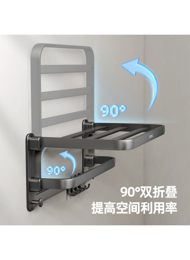Ecoco Gunmetal Towel Rack No-drill Bathroom Storage Shelf Toilet Towel Space Aluminum Rack 25045 High-end Gray - Image 4