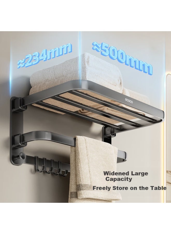 Ecoco Gunmetal Towel Rack No-drill Bathroom Storage Shelf Toilet Towel Space Aluminum Rack 25045 High-end Gray - Image 2