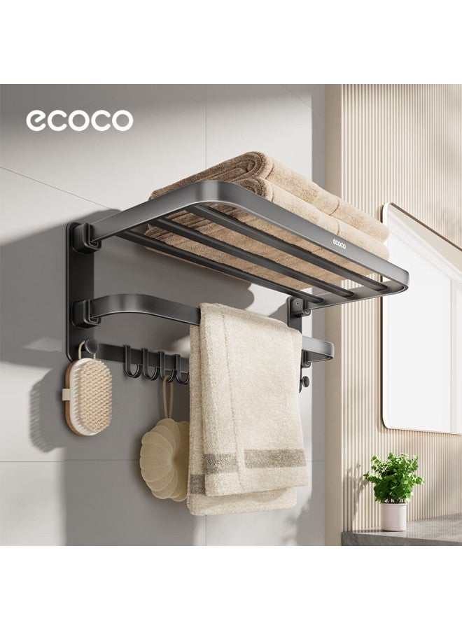 Ecoco Gunmetal Towel Rack No-drill Bathroom Storage Shelf Toilet Towel Space Aluminum Rack 25045 High-end Gray - Image 1