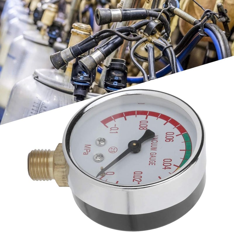 EVTSCAN Vacuum Regulator Gauge, G1/4 Male Thread Milker Vacuum Regulator Gauge Milking Machine Accessory -0.1-0Mpa - Image 3