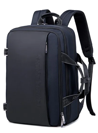أركتيك هانتر Travel Backpack with Expandable Pocket 30L Backpack Built in Convertible Handbag for 17-inch Laptop 4 Level Water-resistant Anti-theft Laptop Backpack for Office Travel B00540 Blue