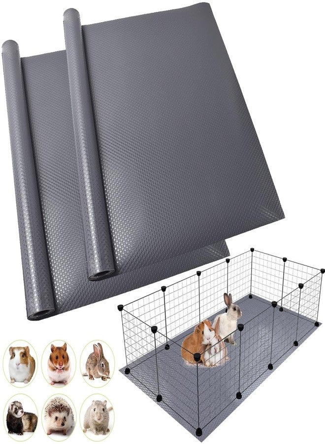 TCYPUHL Washable Guinea Pig Bedding Cage Liner Waterproof Rabbit Bedding, Easily Cut to Suit Cage and Reusable Pads for Guinea Pigs, Rabbits, Hamsters, Gerbils, and Chinchillas,18"×79", 2pcs, Grey Mat - Image 1