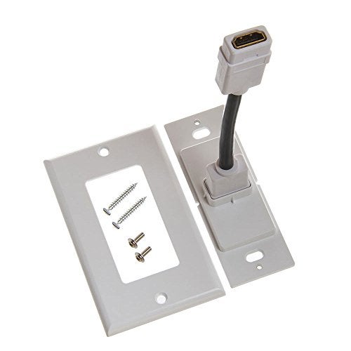 Cmple - HDMI Wall Plate Single-Gang White Wall Plate 4” Rear Extension Cable,1-Port HDMI Insert (4K UHD, ARC, and Ethernet Pass-Thru Support) - Image 3