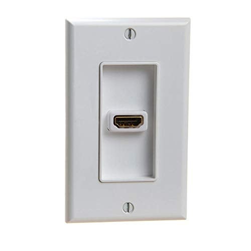 Cmple - HDMI Wall Plate Single-Gang White Wall Plate 4” Rear Extension Cable,1-Port HDMI Insert (4K UHD, ARC, and Ethernet Pass-Thru Support) - Image 2