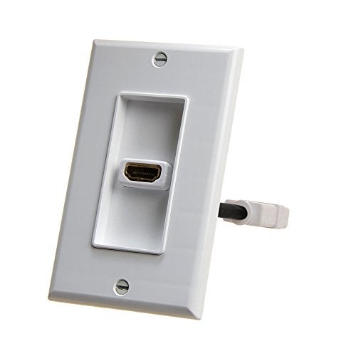 Cmple - HDMI Wall Plate Single-Gang White Wall Plate 4” Rear Extension Cable,1-Port HDMI Insert (4K UHD, ARC, and Ethernet Pass-Thru Support) - Image 1