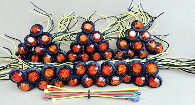 Aokzeeo 50pcs 3/4 Inch Amber LED Marker Lights - Waterproof Side Marker Indicator Lights for Trailers, Trucks, and RVs - Image 2