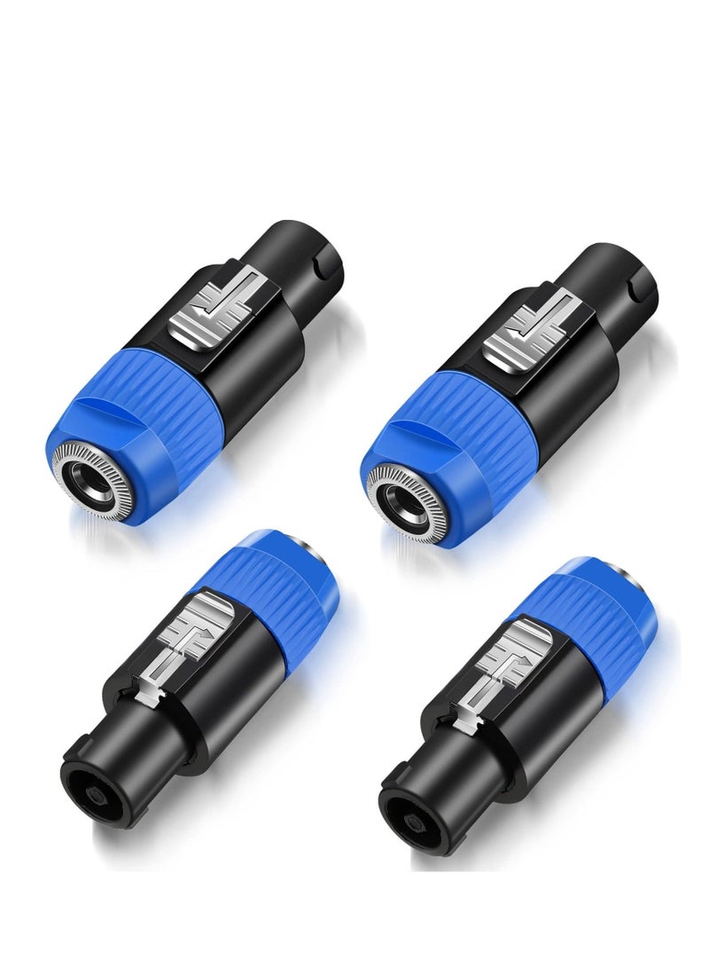 Captaintech 4 Pack Nl4fc Speaker to 1/4 Adapter, Speaker Male to 1/4 Inch Ts Female Converter, 1/4 Inch Female to Nl4fc Male Connectors, Work with 1/4 Port (Blue) - Image 1