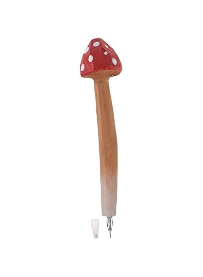 Generic Mushroom Pens 5pcs Cute Holiday Stuffers Mushroom Fillers Favor Classroom Ballpoint Pens Wood Creative Lovely Handmade Writing Pen Favors Stationary Cartoon Bag Party  - Image 2