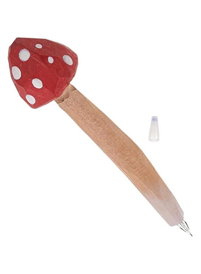 Generic Mushroom Pens 5pcs Cute Holiday Stuffers Mushroom Fillers Favor Classroom Ballpoint Pens Wood Creative Lovely Handmade Writing Pen Favors Stationary Cartoon Bag Party  - Image 4