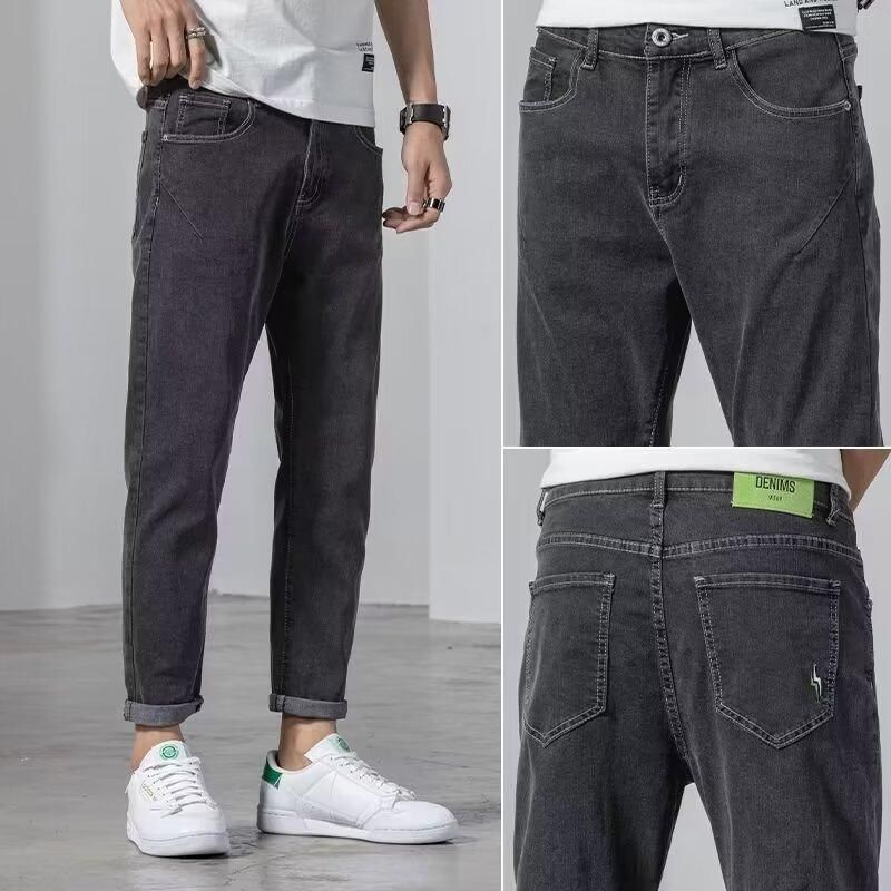 Men's Jeans Spring Korean Fashion Vintage Washed Straight Denim - Image 1