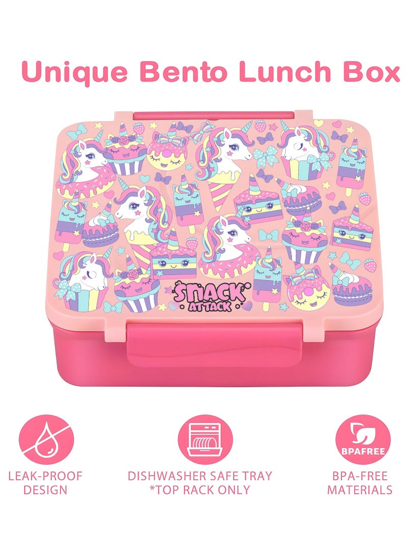 Snack attack SA Bento Lunch Box for Kids School with 9.7oz Soup Thermos, Leak-proof Lunch Containers with 5 Compartment, Thermos Food Jar, Food Containers for School Pink - Image 2