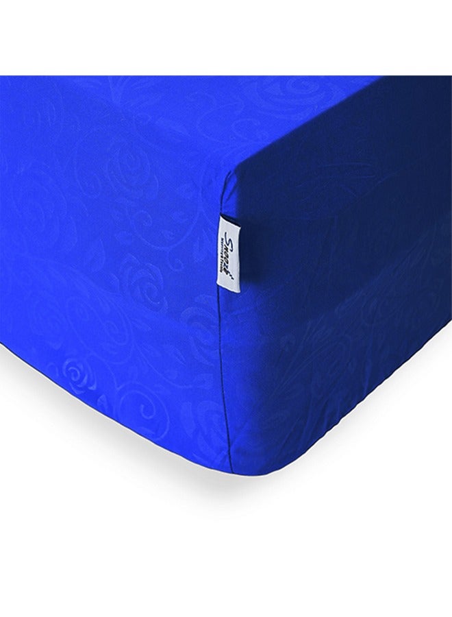 snooze Snooze Fitted Jakared Microfiber Double Bed Sheet - Blue  (Flowery Design) And Free 2 Pillowcases - Image 2