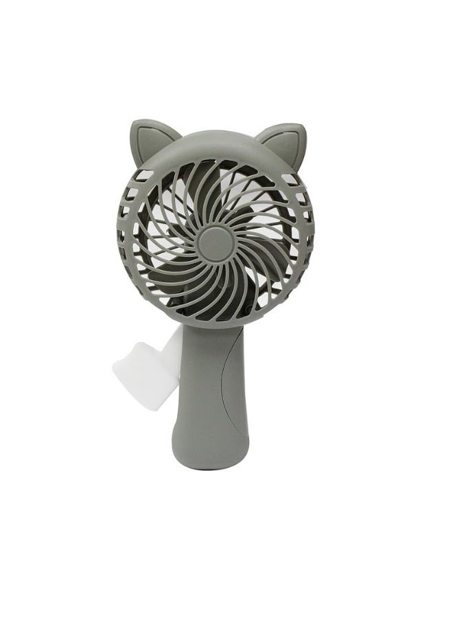 DAISO Manual Handheld Fan, Portable Cat Grey Design - Image 2