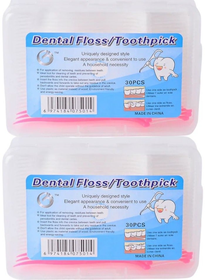 Luxe Plastic Dental Floss Pick, Rectangular Shape, 30 pieces (2Pc)