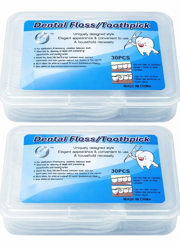 Luxe Plastic Dental Floss Pick, Rectangular Shape, 30 pieces (2Pc) - Image 1