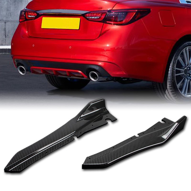 Rolling Gears Q50 Rear Bumper Splitter Diffuser Canards Compatible with 20142024 Infiniti Q50 Carbon Fiber HydroDipping Rear Lip Spoiler Extension Kit