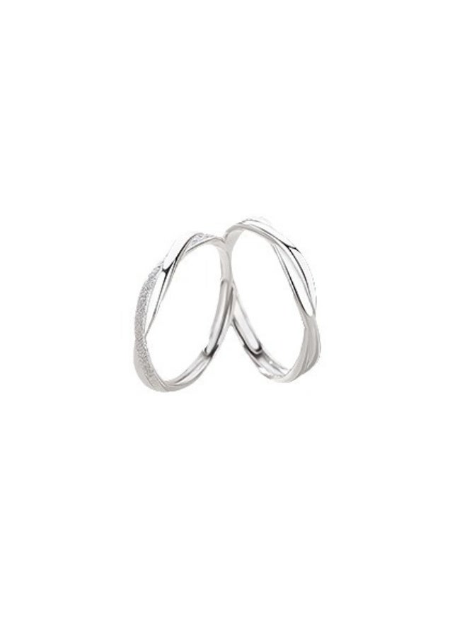 999 Sterling Silver Möbius Ring Couple Adjustable Open Ring - Image 1