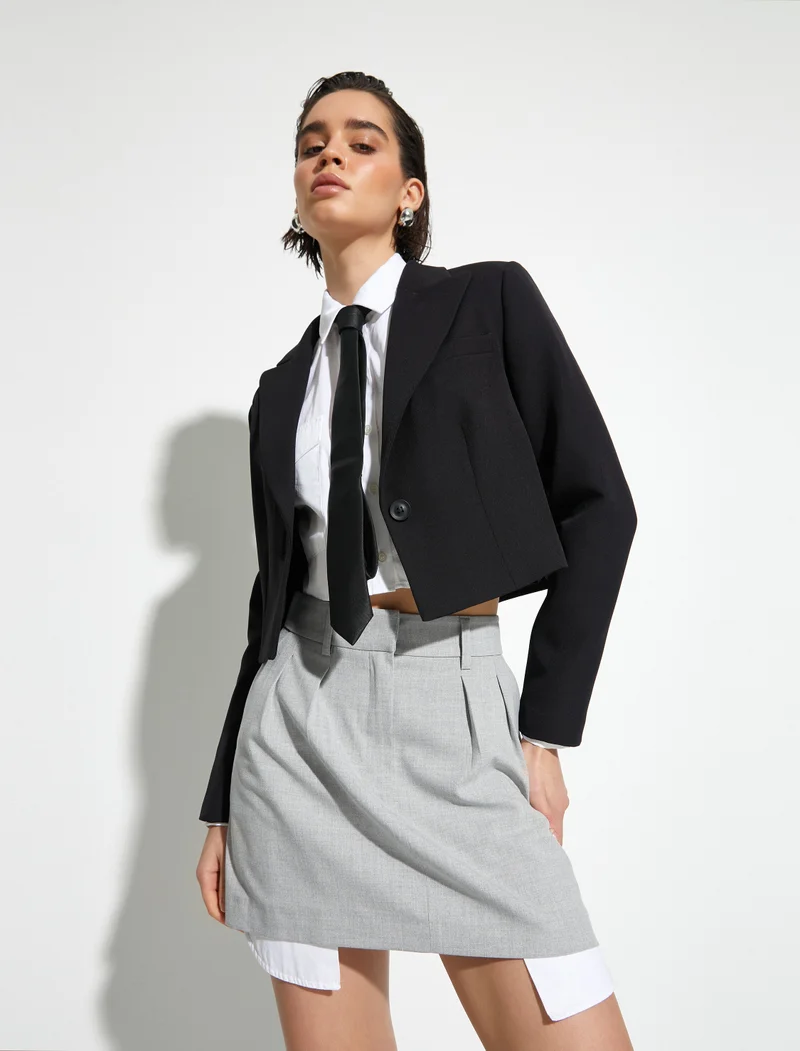 كوتون Pocket Detail Medium Rise Mini Skirt