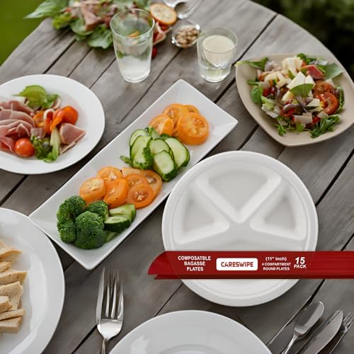 Careswipe Paper Plate - 4 Compartment, Eco-Friendly Disposable Plates, 11 inches 10 Pcs, for Parties, Events, Weddings, Picnics, and Everyday Use - Image 2
