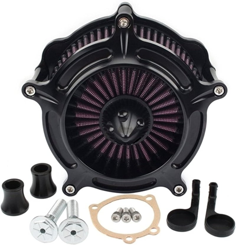 Yurefax Black Turbine Motorcycle Air Cleaner Intake Filter - Image 1