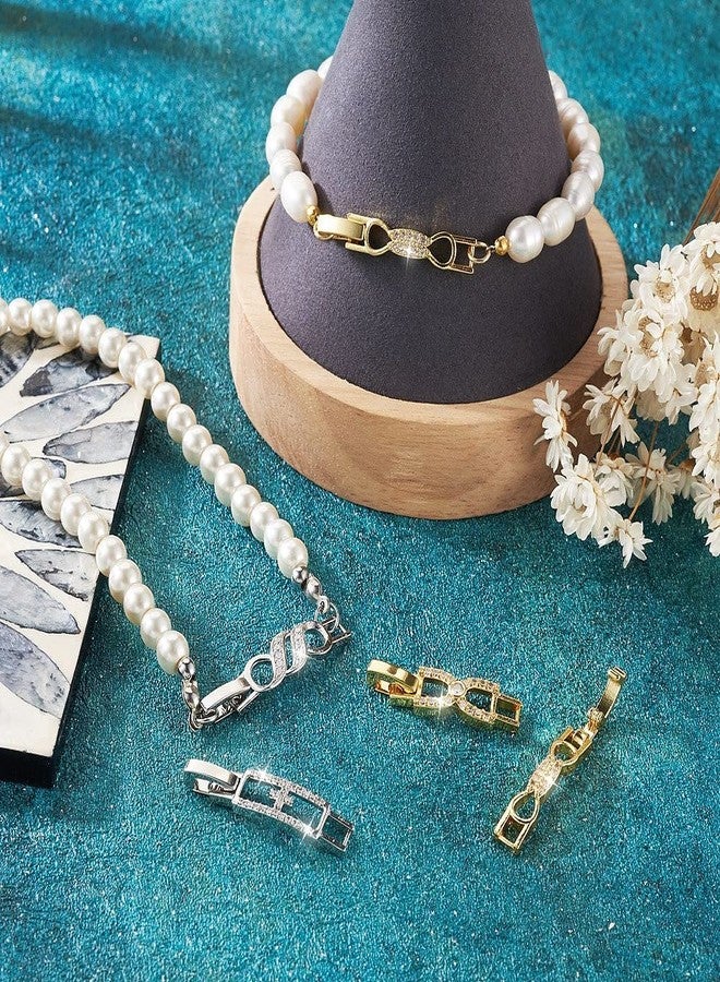 KISSITTY 8pcs Crystal Necklace Clasps and Closures for Women 18K Gold Plated Cubic Zirconia Fold Over Bracelet Extension Clasp Connector Decoration for Jewelry Making - Image 2