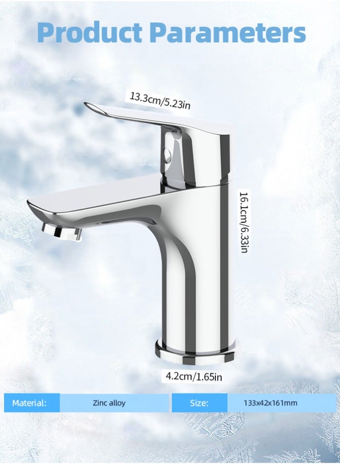 MODI Modern Chrome Basin Mixer Faucet | Hot & Cold Water Control | Sleek Single Lever Tap | Durable Zinc Body | Easy Installation - Image 2