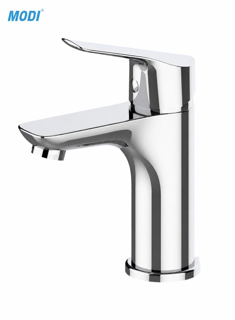 MODI Modern Chrome Basin Mixer Tap - Single Lever Deck Mounted Bathroom Wash Basin Faucet, High-Gloss Finish, Easy Installation - Image 2