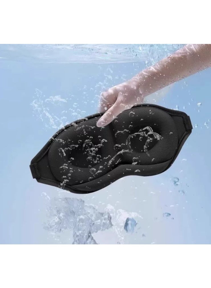 قناع نوم ثلاثي الأبعاد للعينين - لا يضغط على العينين، قناع نوم يحجب الضوء بنسبة 100% للرجال والنساء، حزام قابل للتعديل، مثالي لمن ينامون على جانبهم، والسفر، واليوغا، والقيلولة - أسود - Image 3