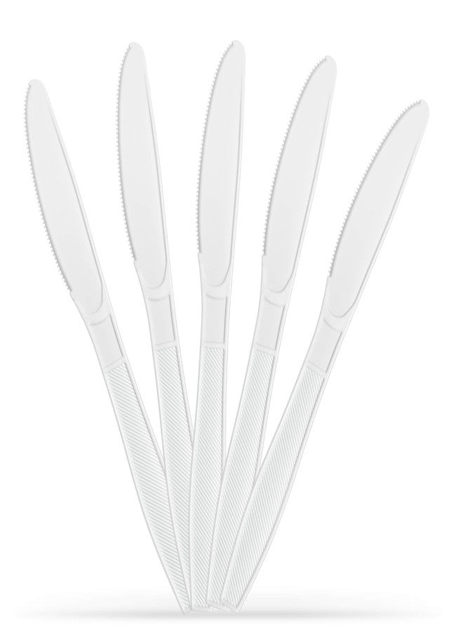 Plastimade Heavy Duty White Plastic Knives Premium Heavyweight Disposable Cutlery, Perfect for Weddings, Catering, Parties, Buffets & Everyday Use, Bulk Pack 500 Pieces - Image 2