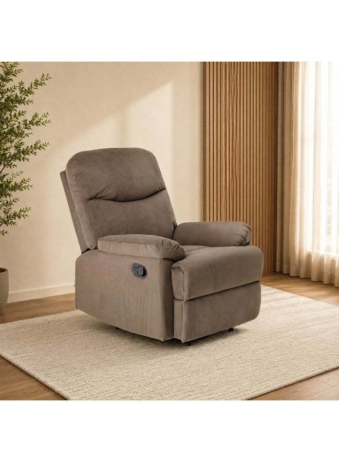 DANUBE HOME Benedict 1 Seater Fabric Recliner I Modern Design One Seat Relaxing Chair I Living Room Furniture L 86 x W 99 x H 99 cm - Chocolate 810401500187 - Image 1