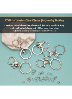 Oubaka 30Pcs Lobster Claw Clasps Keychain For Jewelry Making Metal Lobster Clasp Swivel Trigger Clips With Swivel Clasps Hook Clips Flat Split Keychain Ring 100Pcs Open Jump Ring For Diy Craft Jewelry Making  - Image 2