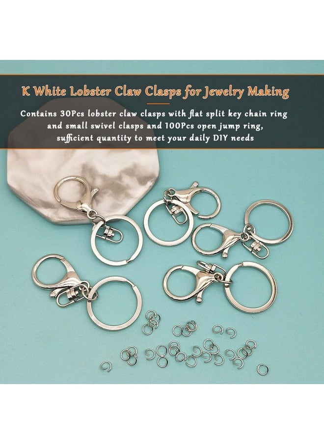 Oubaka - 30Pcs Lobster Claw Clasps Keychain For Jewelry Making Metal Lobster Clasp Swivel Trigger Clips With Swivel Clasps Hook Clips Flat Split Keychain Ring 100Pcs Open Jump Ring For Diy Craft Jewelry Making - Image 1