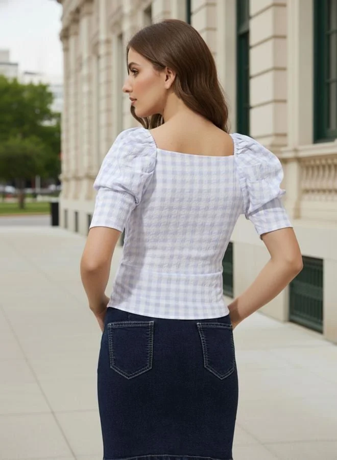 Freehand  Women Regular Fit Textured V-Neck Short Sleeve Wrap Top  | Best Price UAE