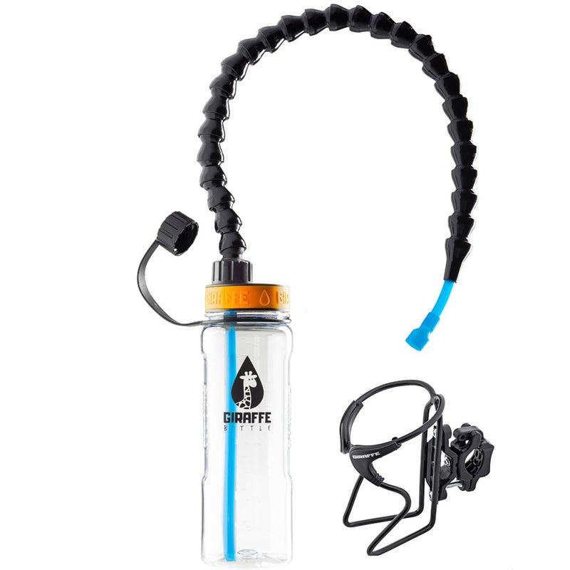 Giraffe Bottle Tower XL Hands Free Drinking System Clear Tritan Bottle with Round Tube Mounted Bottle Holder Length 25 in  63 cm